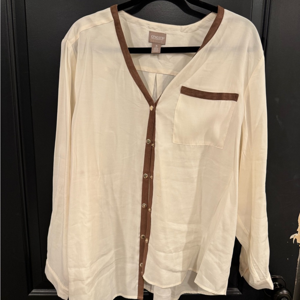 Chico's Beige and Taupe Blouse